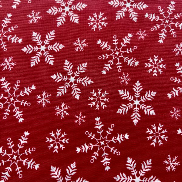 red snowflake fabric