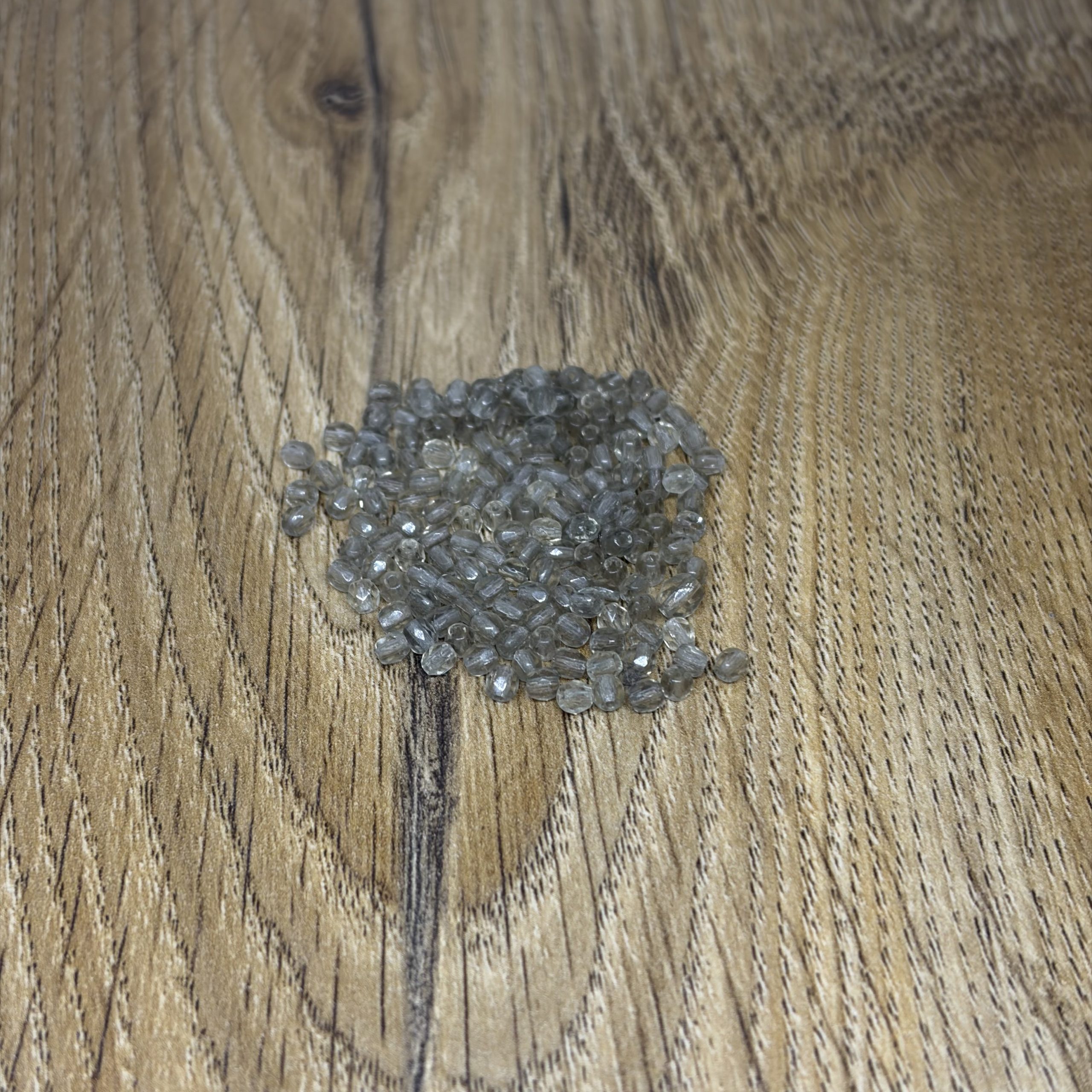 3mm Faceted Glass Beads Grey