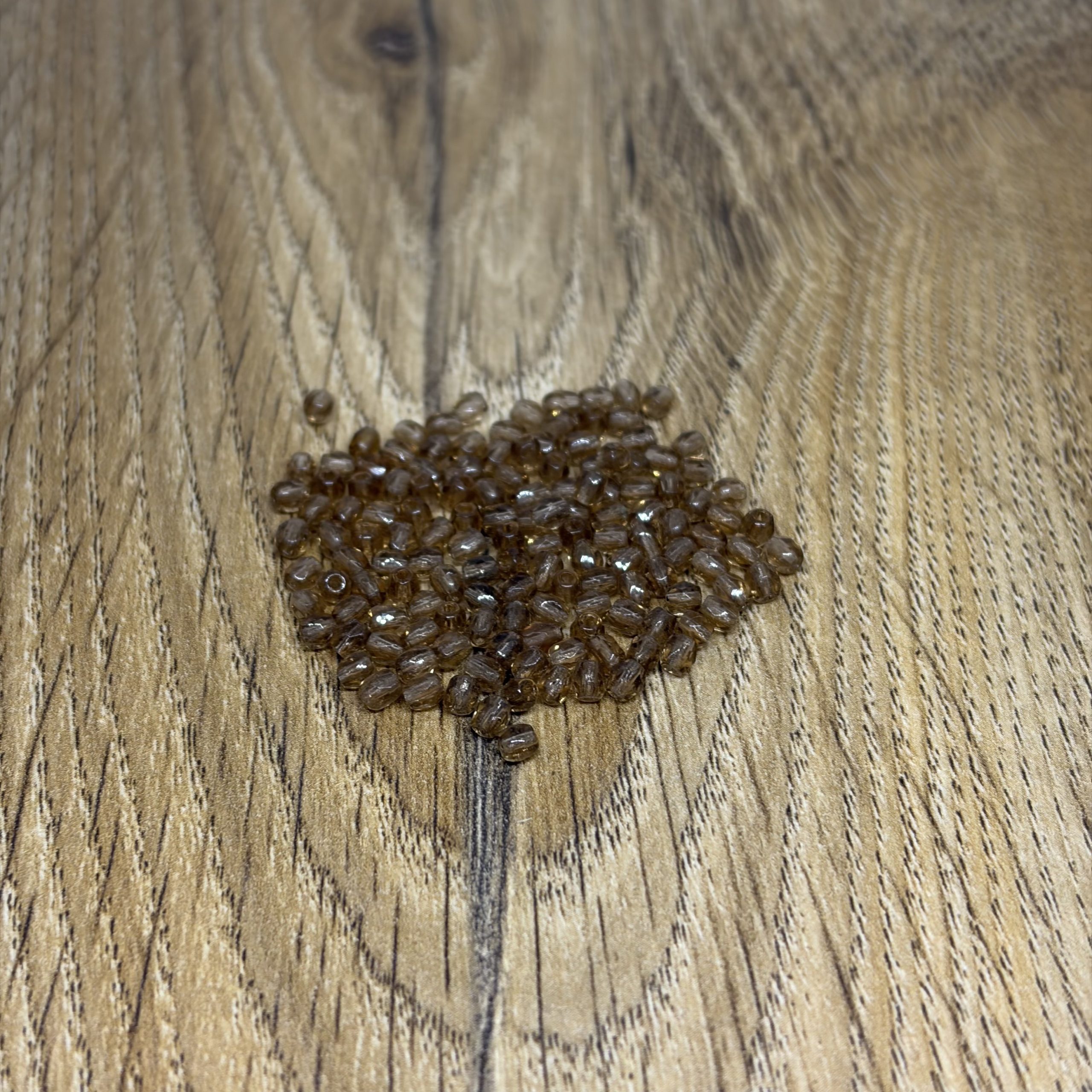3mm Faceted Glass Beads Light Brown