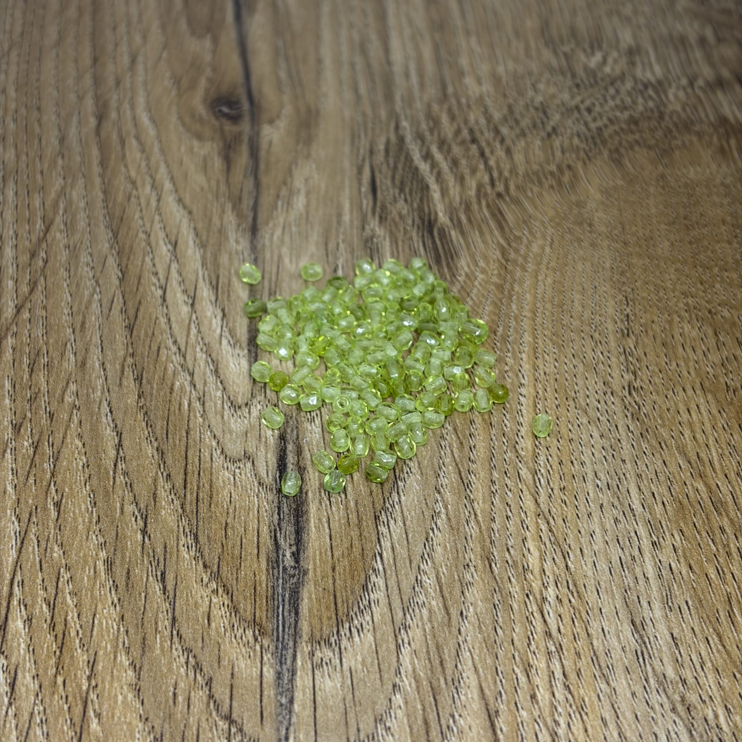 3mm Faceted Glass Beads Light Green