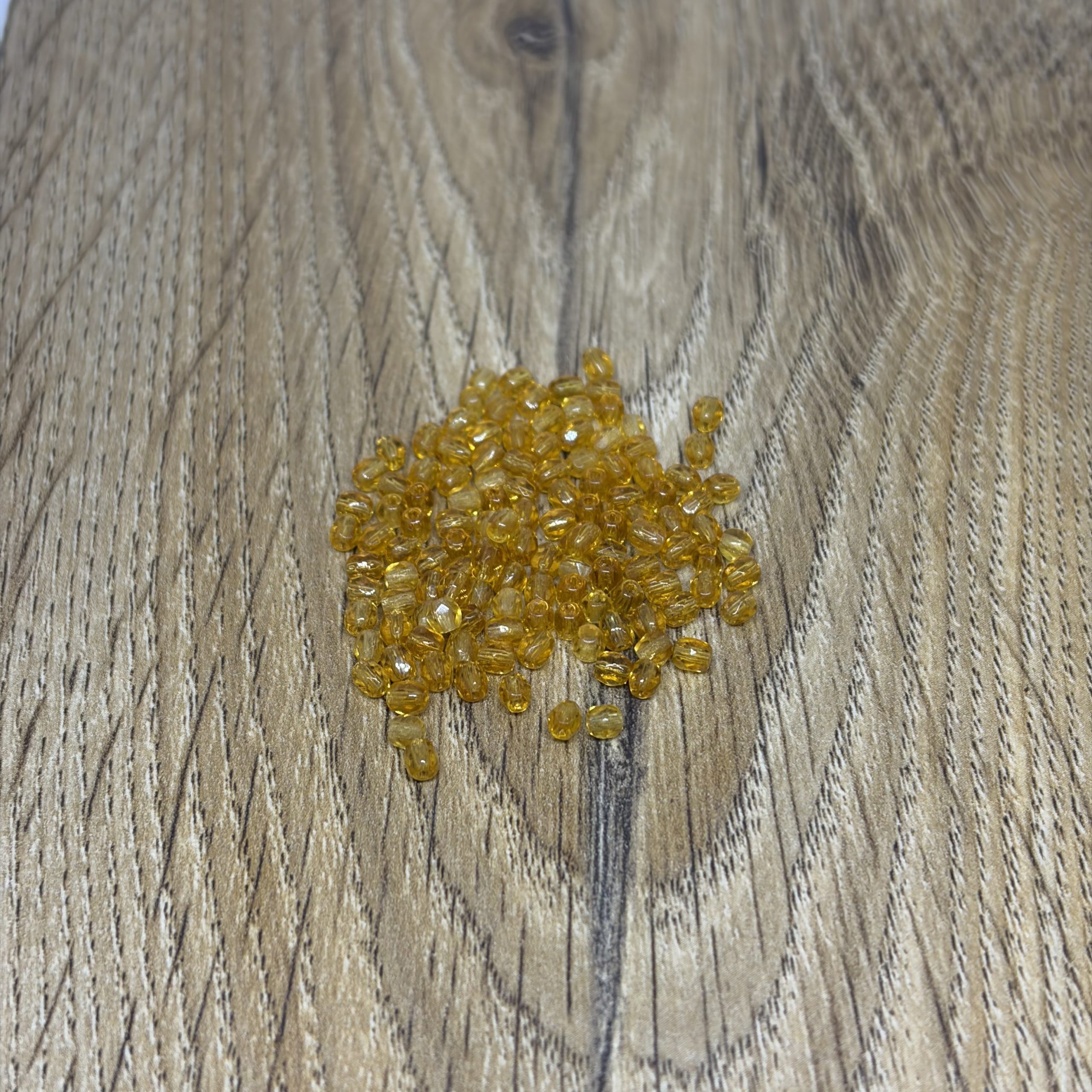 3mm Faceted Glass Beads Amber