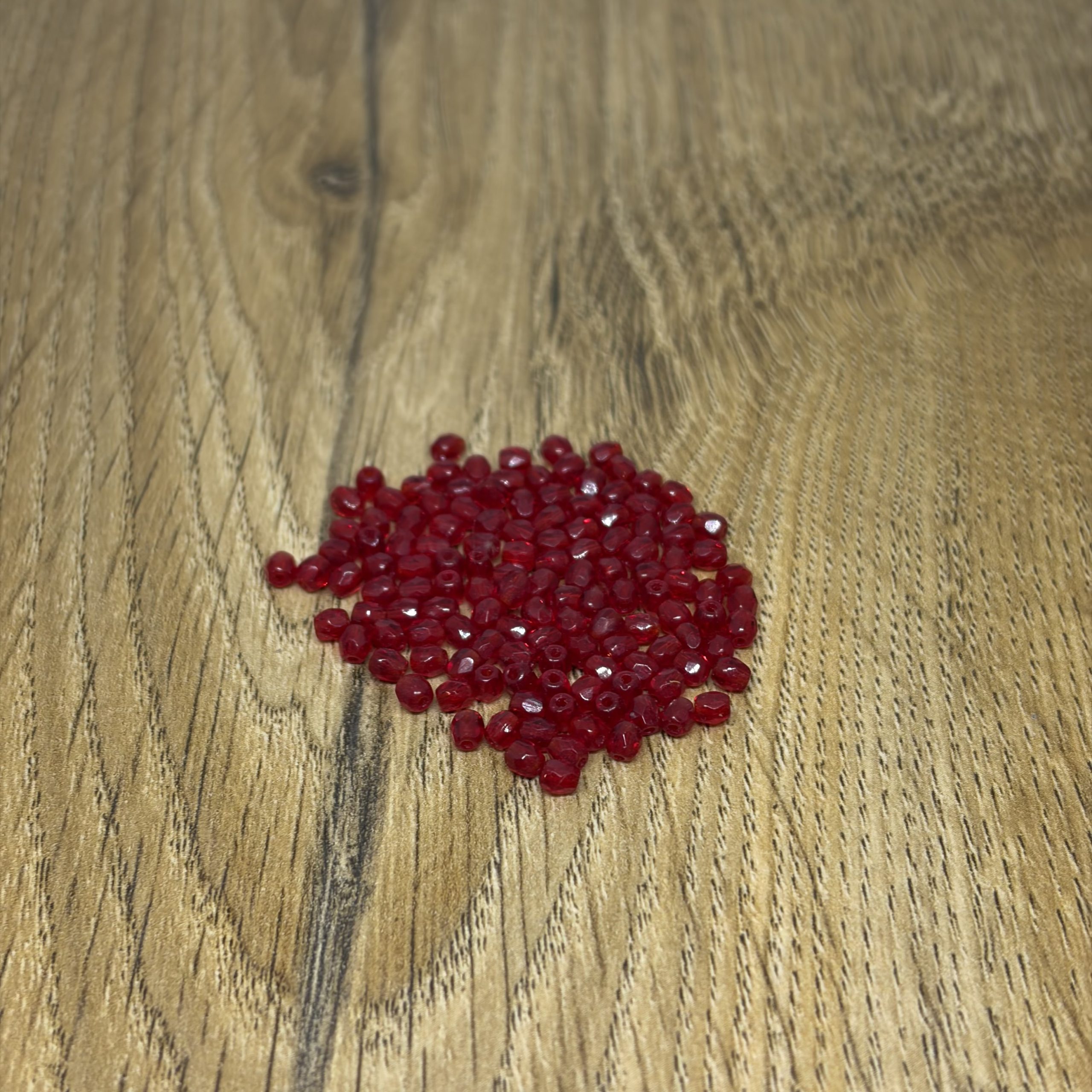 3mm Faceted Glass Beads Red
