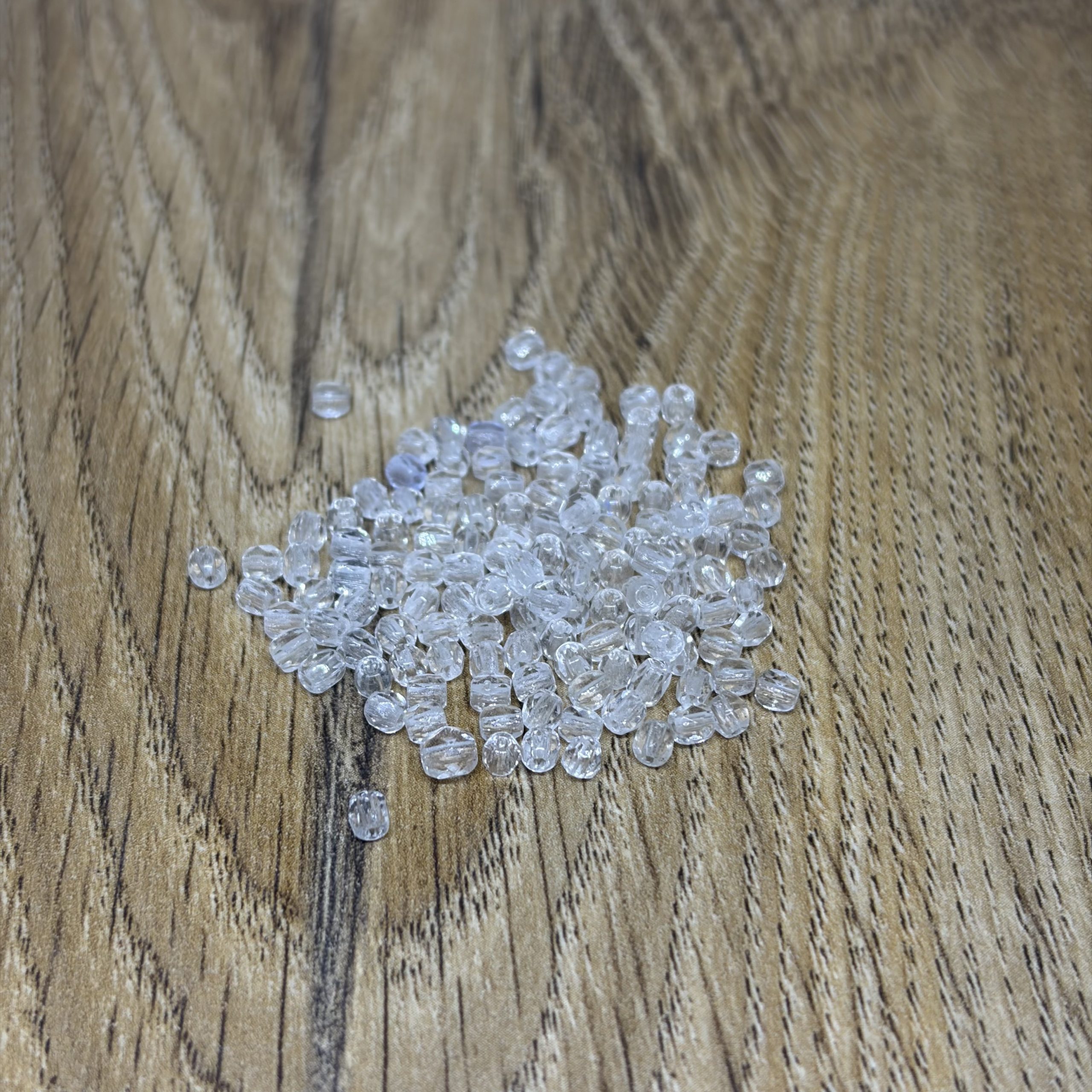 3mm Faceted Glass Beads Clear